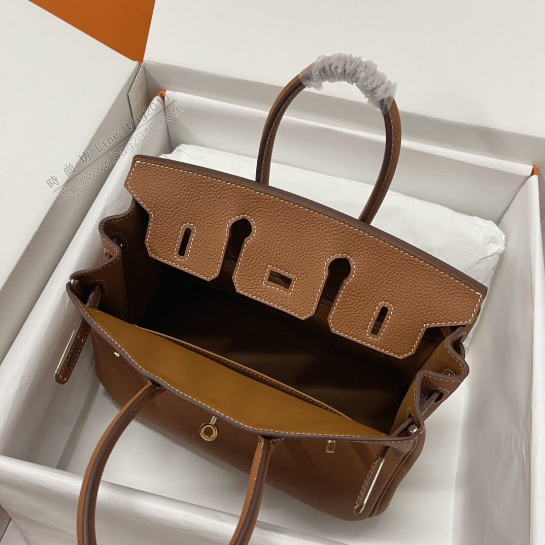 Hermesn鉑金女包 愛馬仕Birkin手提包 金棕 金扣 原廠Togo皮 純手工蠟線縫製  am2235